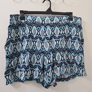 Blue Patterned Women's Shorts